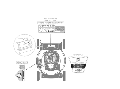 Label Map Diagram and Parts List for 11A-A00X752 2022 Yard Machines Lawn Mower